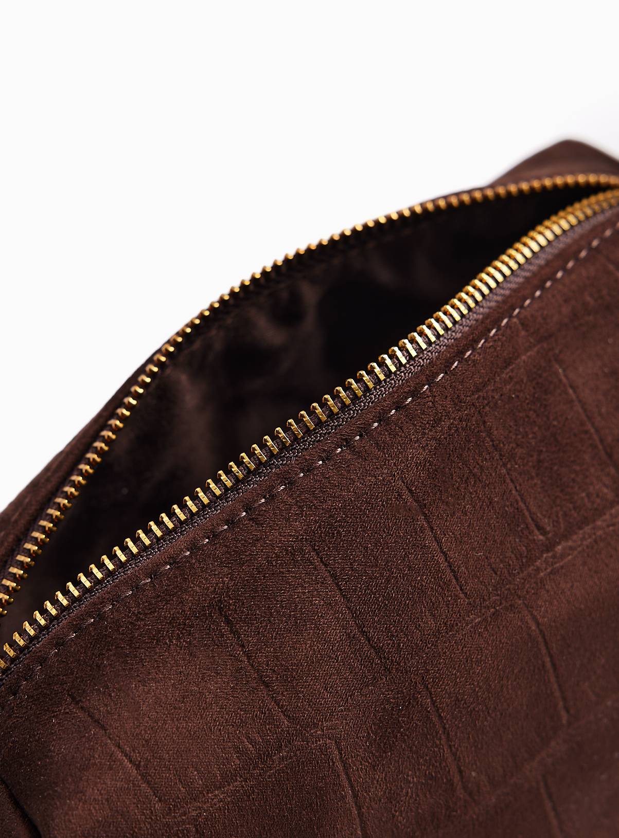 Dark Brown Faux Croc Print Crossbody Bag One Size - Image 4